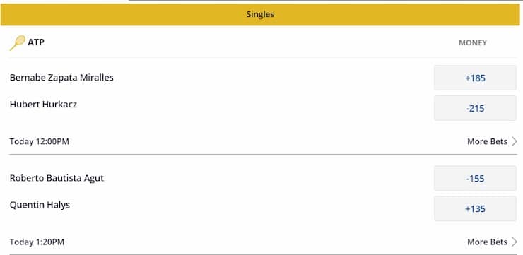 SuperBook NJ Tennis Markets