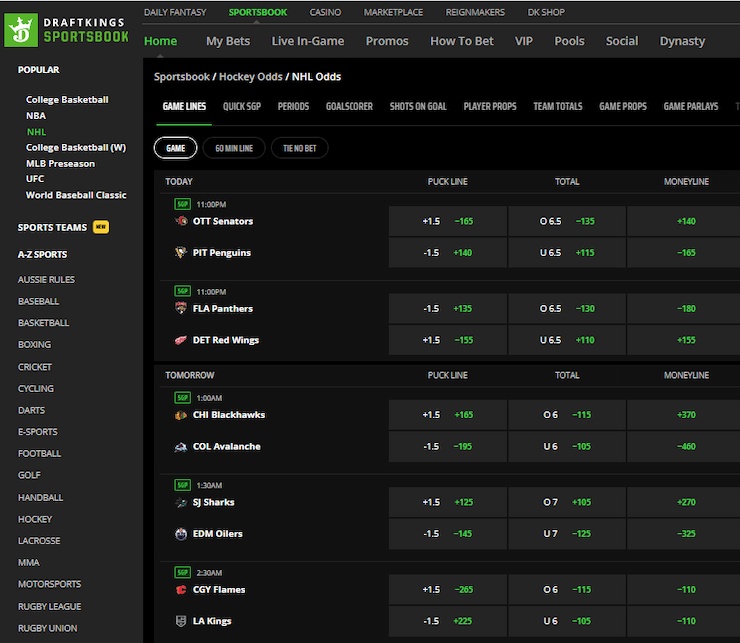 DraftKings US online gambling