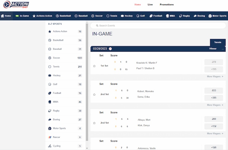 Action 247 Tennessee Online Gambling Page