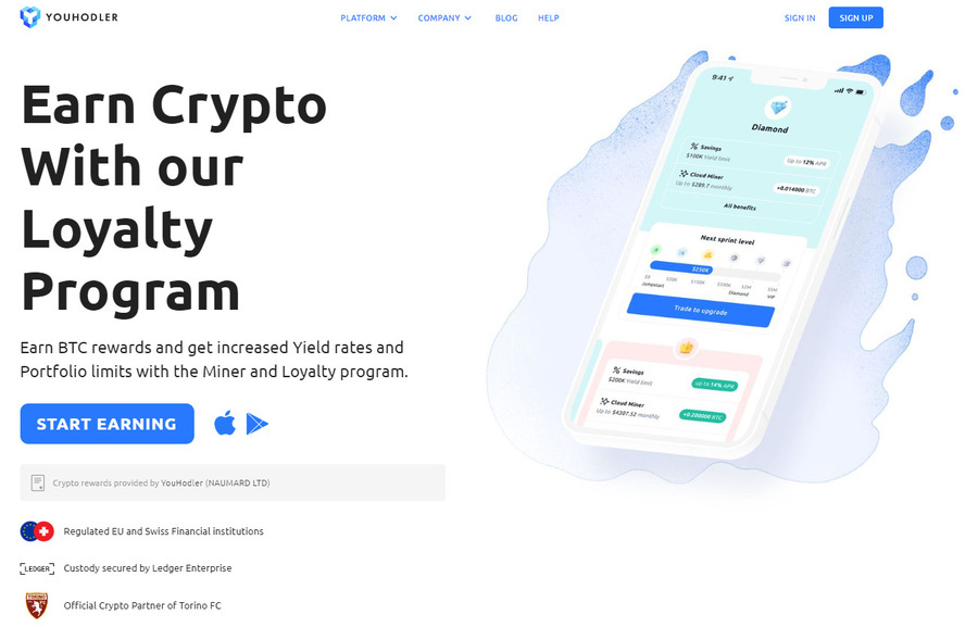 YouHodler offers a unique loyalty program that allows you to earn interest by merely depositing funds to the platform. 