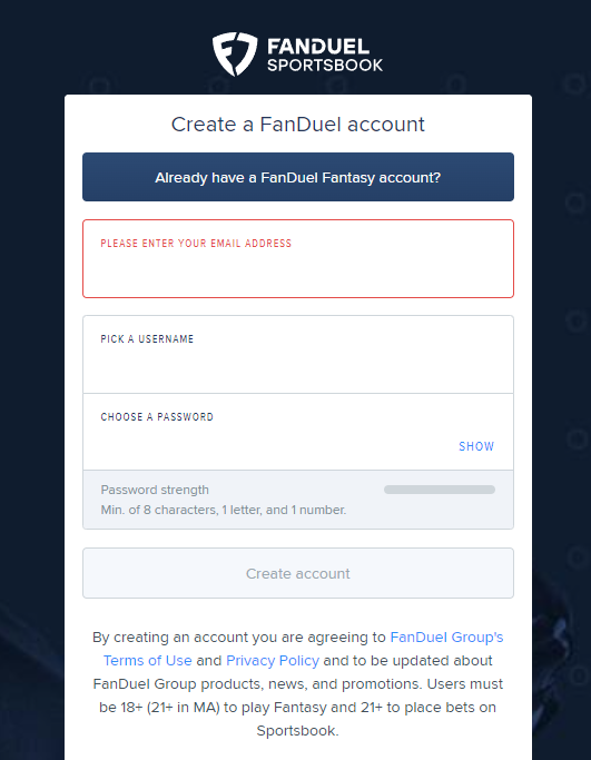 FanDuel Registration