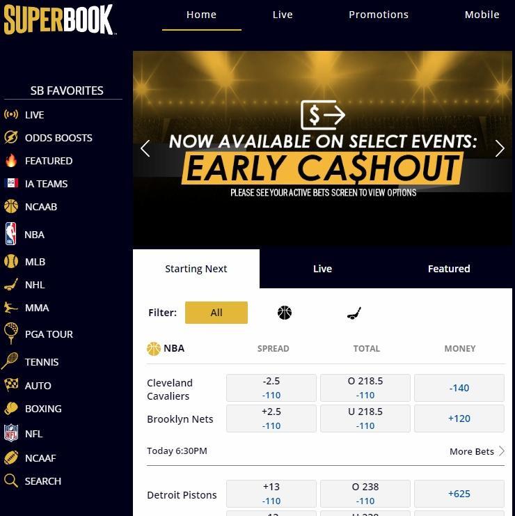 SuperBook Ohio Online Sports Betting Page