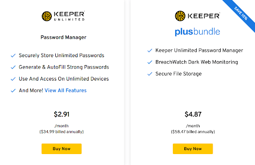 keeper pricing