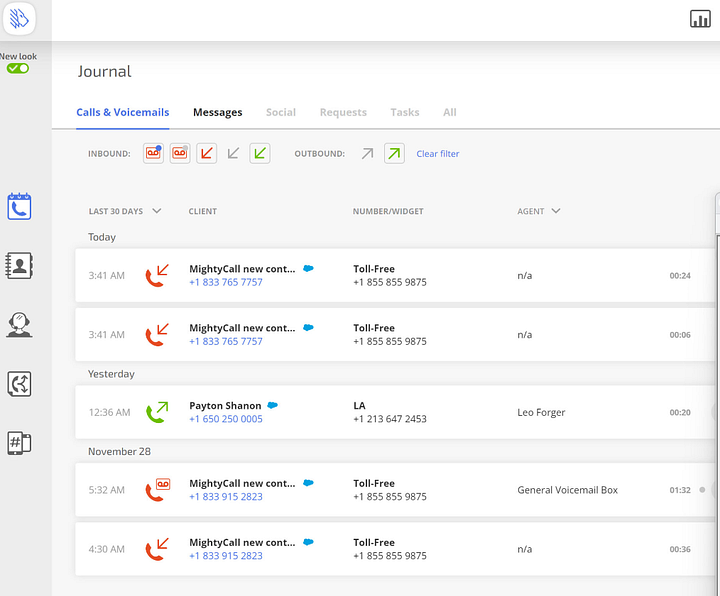 mightycall home voip dashboard