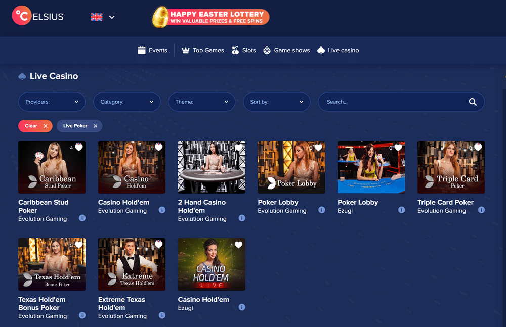 Celsius Casino Poker Games
