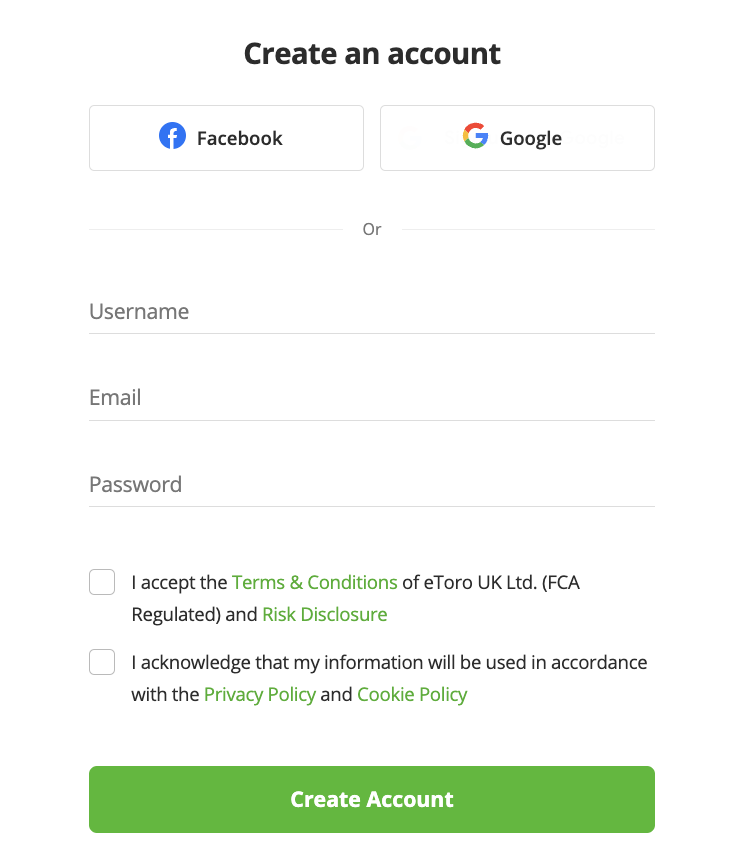 eToro sign up