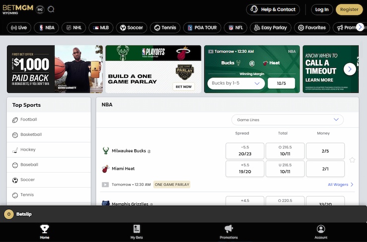 BetMGM Wyoming Home Page