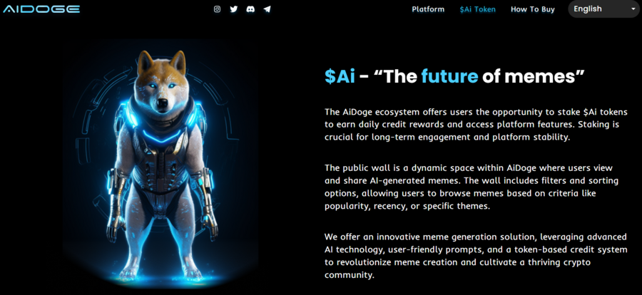 The AiDoge platform and its $AI token aim to revolutionize the world of memes