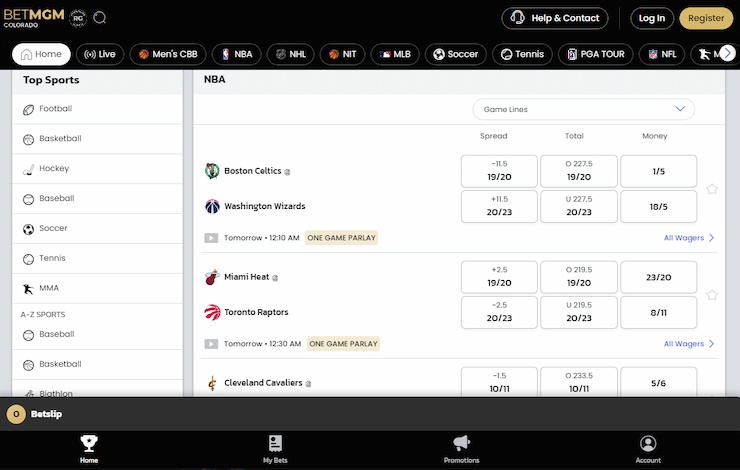 BetMGM CO Home Page