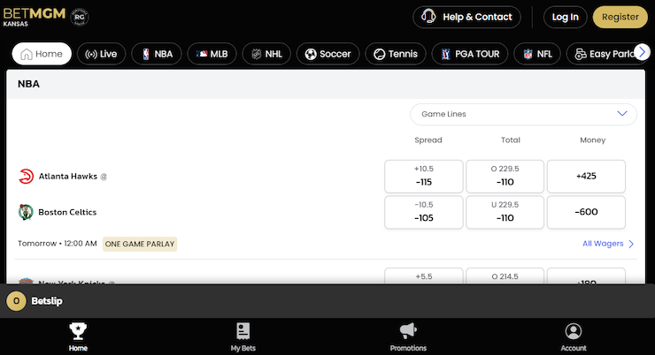 BetMGM KS Home Page