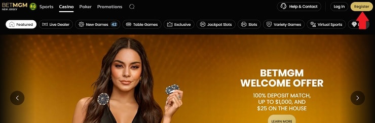 BetMGM Register Button