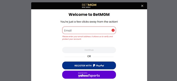 BetMGM Register Form