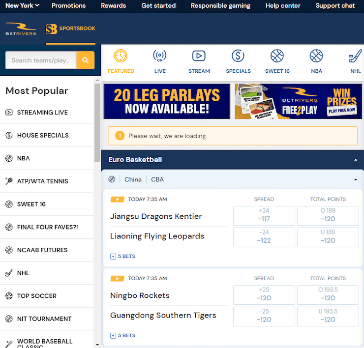 BetRivers NY Desktop Platform