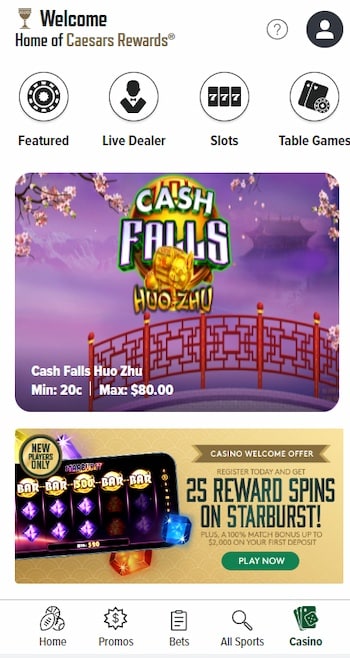 Caesars NY Mobile Experience