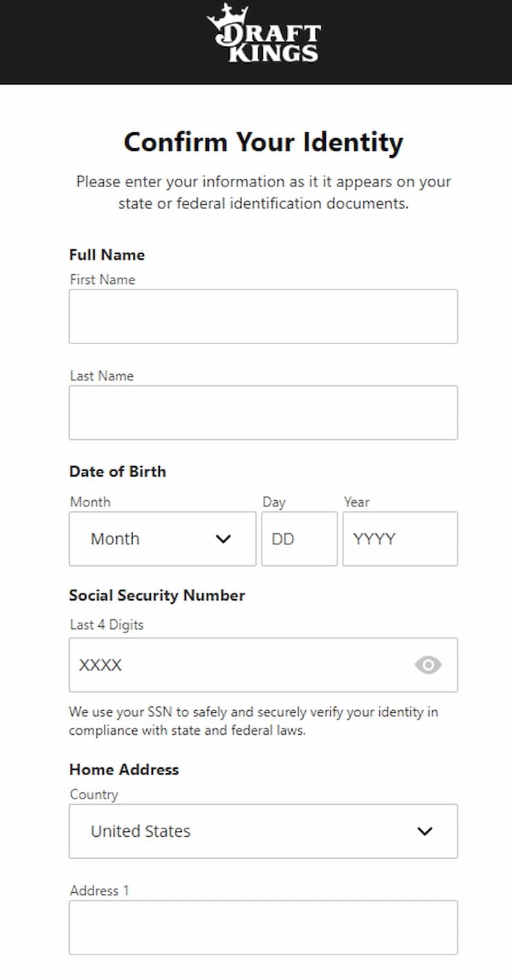 DraftKings Ohio Personal Details