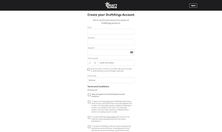 DraftKings Registration Form