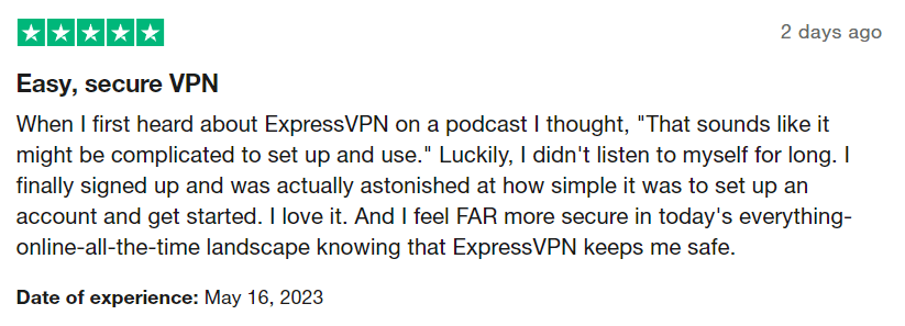 ExpressVPN TrustPilot review 2