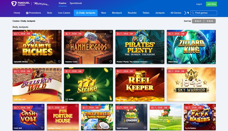 FanDuel Casino Daily Jackpots Online Slots Site