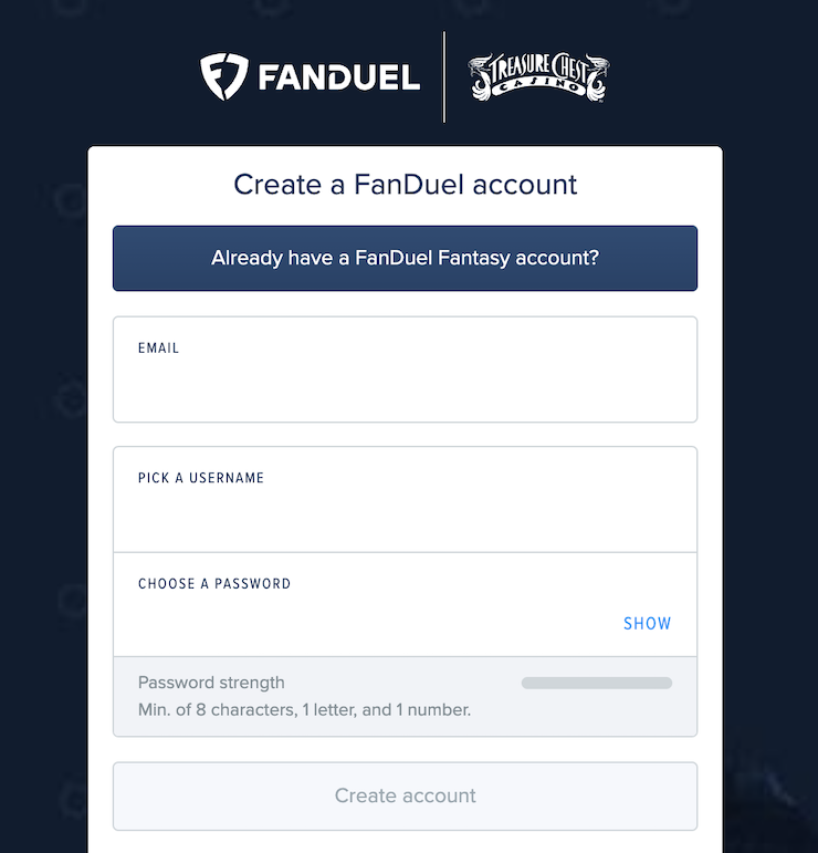FanDuel Illinois sign-up form