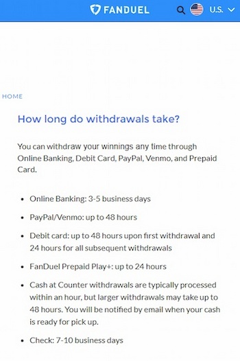 FanDuel Withdrawals and Deposits