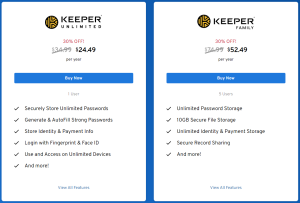 Keeper pricing