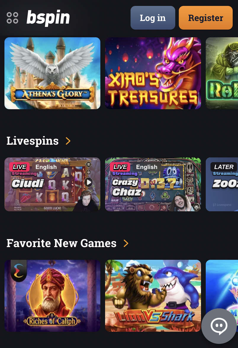 Bspin Casino mobile website
