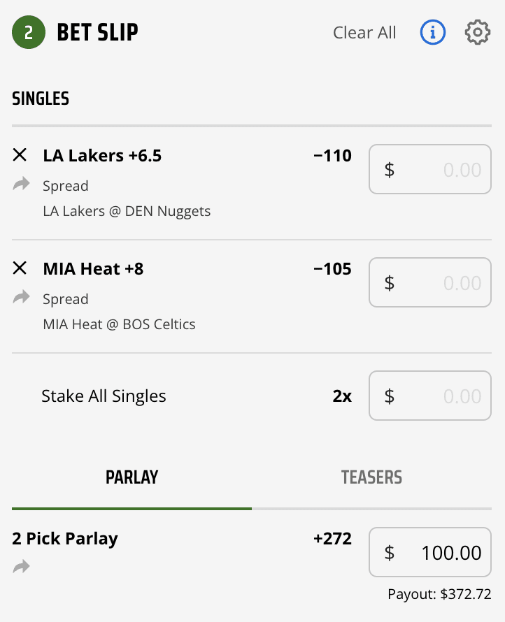 Lakers Heat NBA Parlay DraftKings