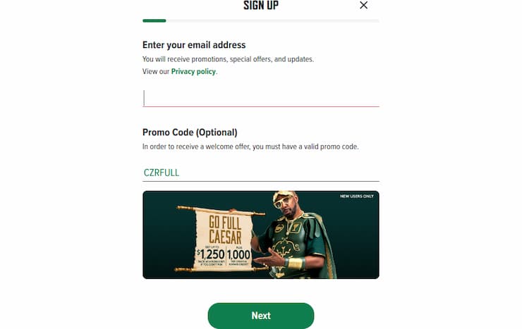 Caesars step 2 claiming bonus