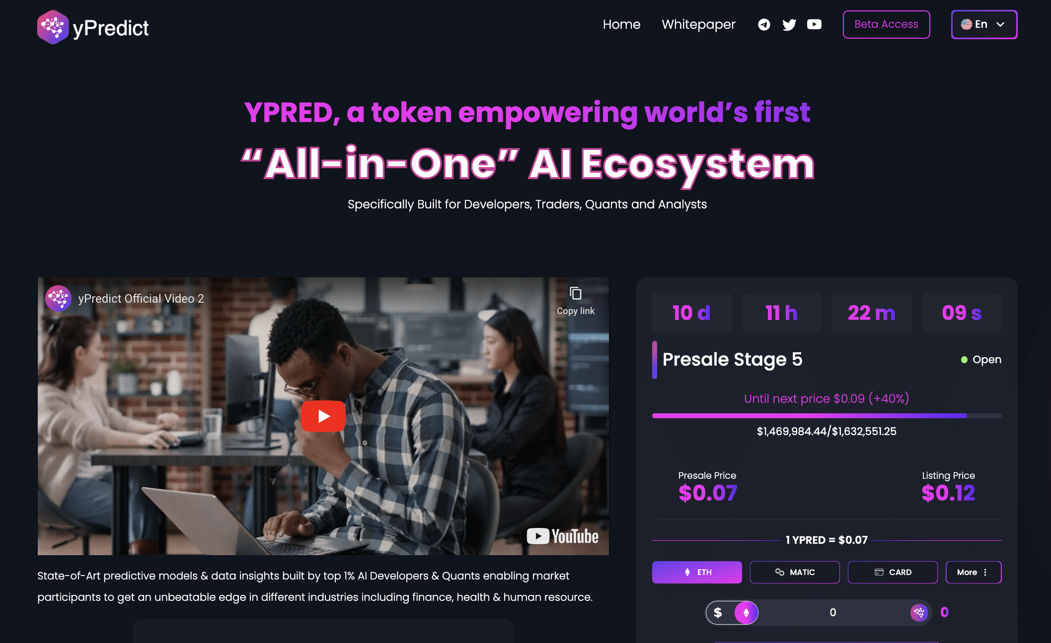 yPredict presale 