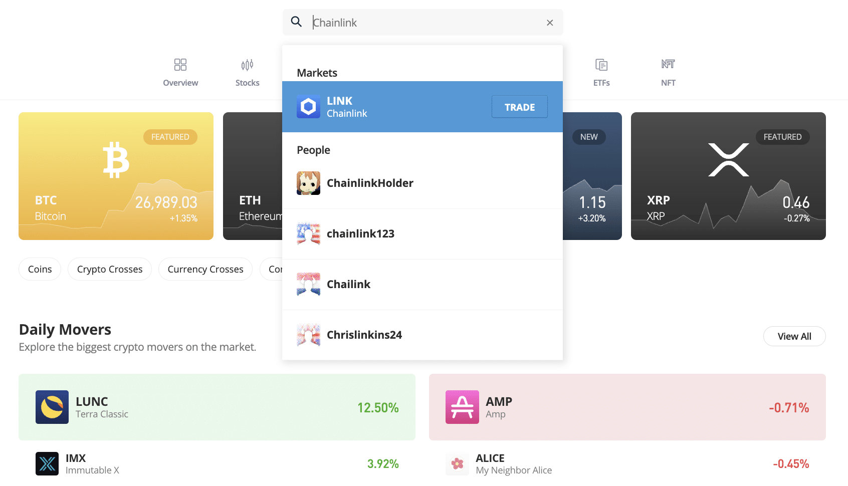 Buy Chainlink on eToro
