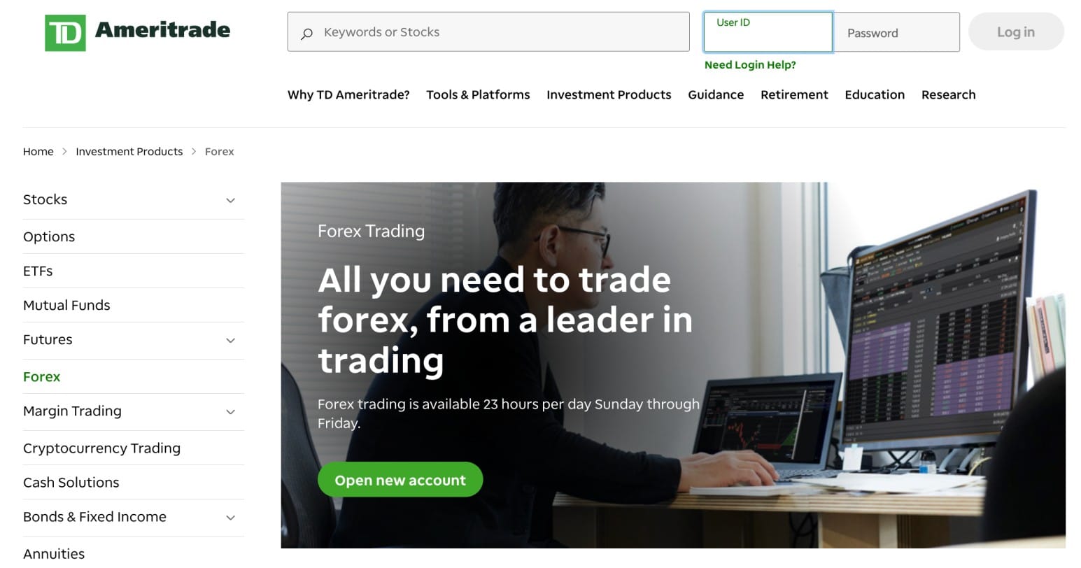TD Ameritrade forex suite