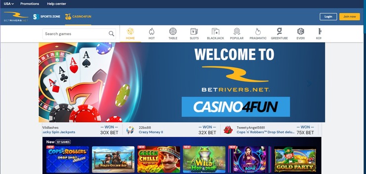 BetRivers.net Oklahoma online casino homepage