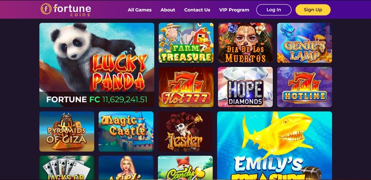 FortuneCoins Oklahoma online casino homepage