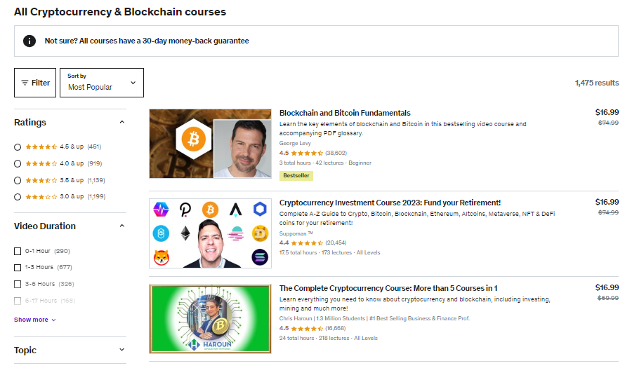 Udemy has a fair share of crypto and blockchain courses and 200,000+ other guides.
