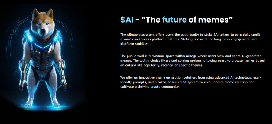 AiDoge aims to revolutionize the meme crypto market with its unique AI technology. 