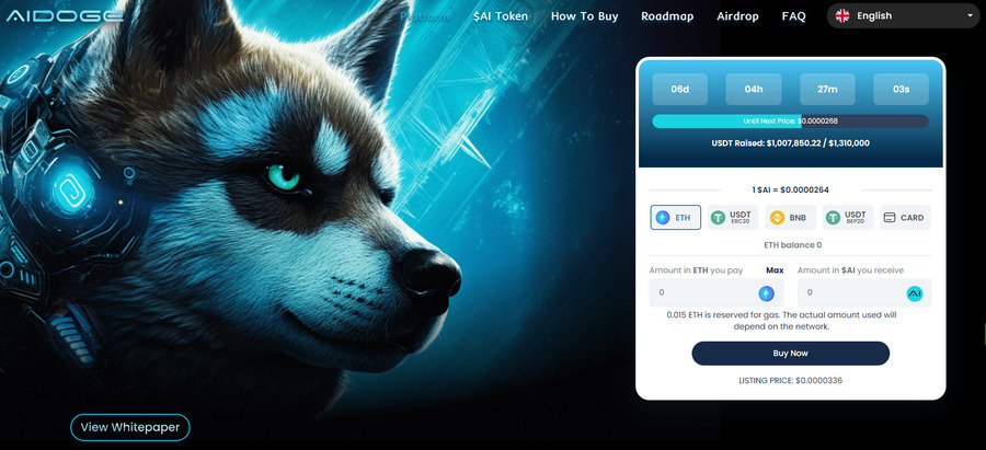 AiDoge allows you to create memes with written prompts in exchange for tokens.
