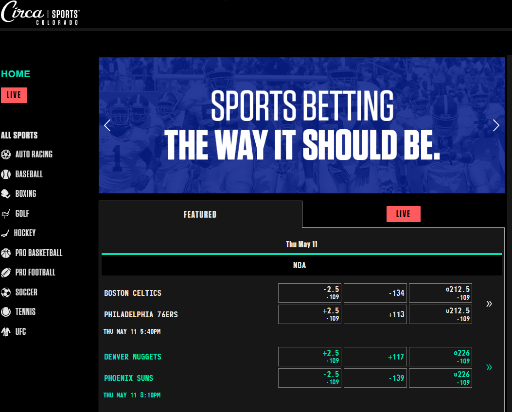 Circa Sports IA Home Page