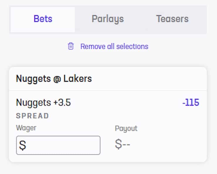 Hard Rock TN Betslip