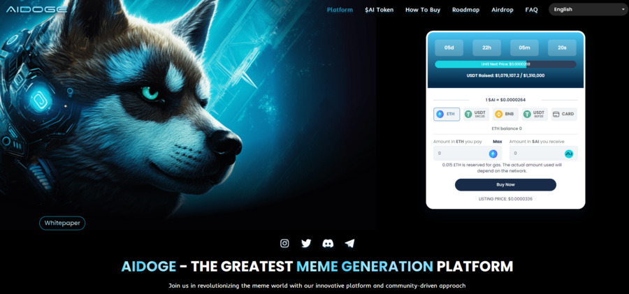 AiDoge is a meme generation platform with staking and vote-to-earn features. 