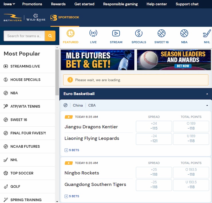 BetRivers IA Home Page