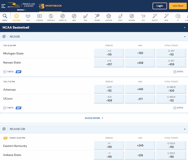 BetRivers Indiana Sports Betting Site