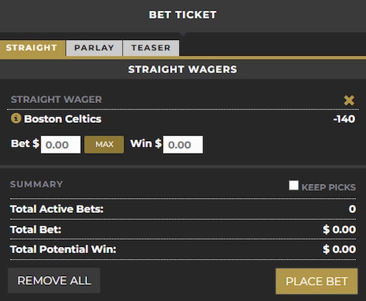 Elite Sportsbook IA Bet Ticket