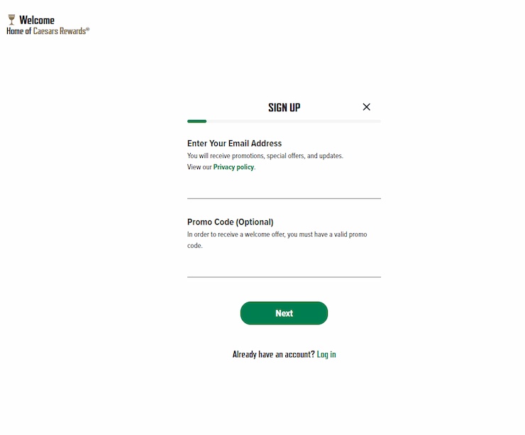 Caesars DC sign up process