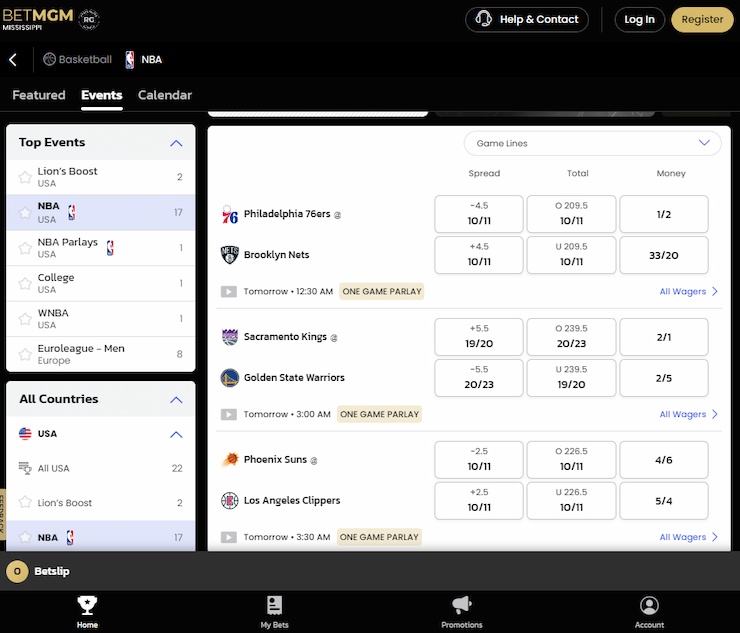 Bet MGM NBA Betting