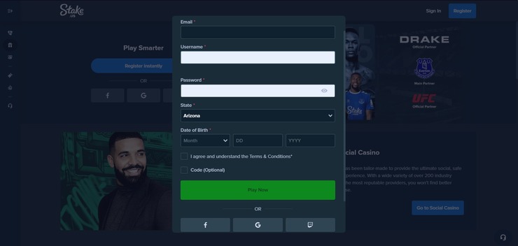 Stake.US sign up for social online casino in Kansas