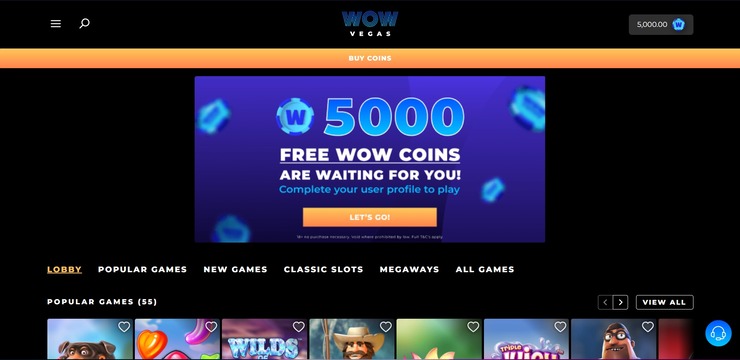 WOW Vegas homepage