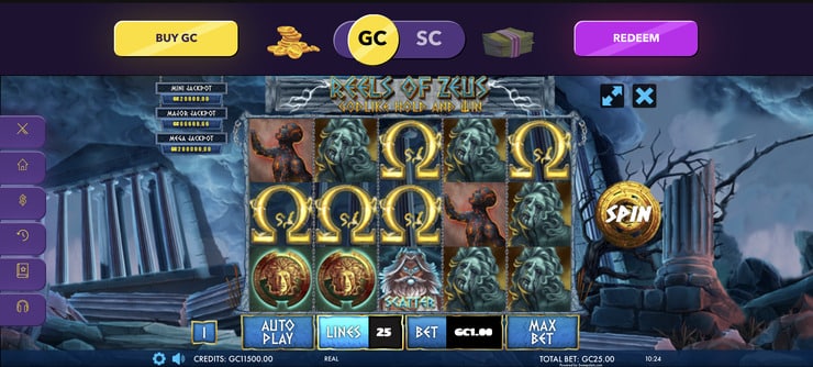 Slot game at SweepSlots