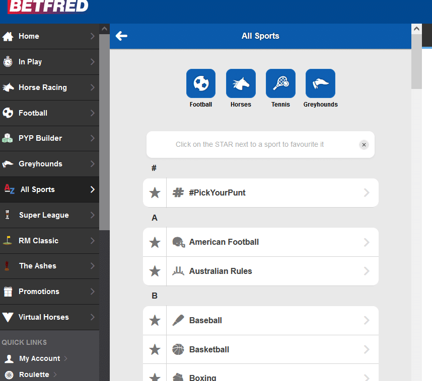 BetFred PA homepage