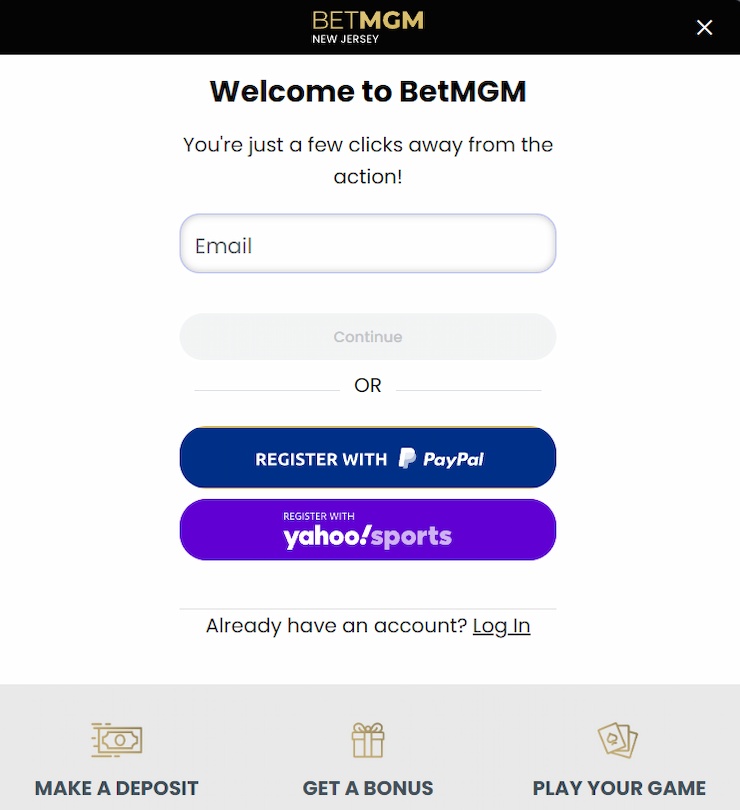 BetMGM NY Sign up screen