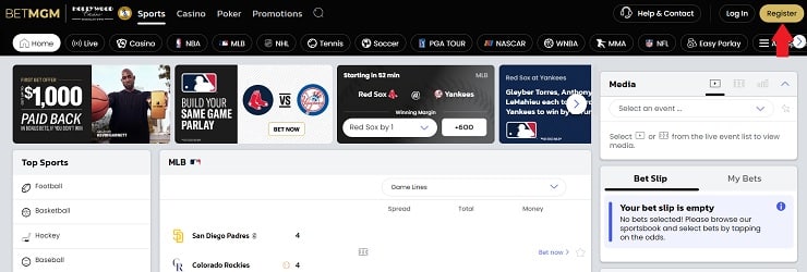 BetMGM Sports Register